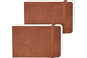 Funto Watercolor Journal 2 Pack, 3.5x5.5", 44 Pages Each, 100% Cotton Cold Press, Pearl Shell Pu Leather Brown Hard Coverage