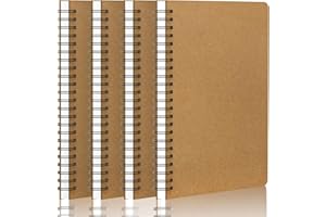 Yarotm Libretas Punteado A5 - Pack 4 Cuadernos en Espiral 140x210mm Punteada 5mm Dots - Cuaderno a5 Puntos 60 Hojas 100gr - Punteado Libreta Kraft Hardcover - Notebooks a5 Dotted
