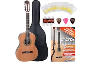Antonio Calida GC201S 3/4 Classical Guitar Set Including 5-Piece Accessory Set (Solid Cedar Top, Mahogany Neck, Scale 581 mm, Including Gig Bag, School, Strings, Picks, Pitch Pipe) Natural