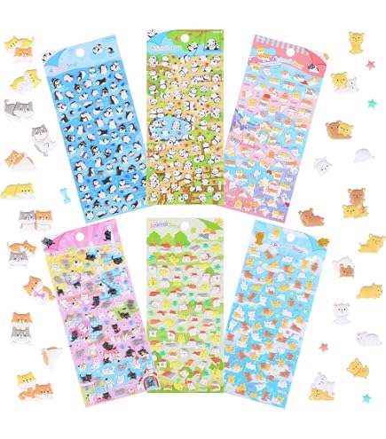 Autocollants 3D Puffy Kawaii - 4 Feuilles Multicolores, Pour Coque Téléphone, Scrapbooking, Cadeau
