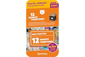 tigermedia tigertones-Ticket (DIGITAL) sofort vergübar 12 Monate Audio-Streaming 20.000 Hörspiele Hörbücher Kindermusik tigerbox 5 Profile | Aktivierungscode per Email