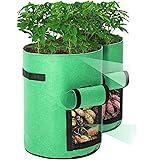 Tvird Pflanzen Tasche，Kartoffel Pflanzsack Pflanzbeutel 10 Gallonen mit Griffen und Sichtfenster Klettverschluss,dauerhaft At