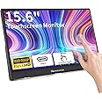 Portable monitor Touchscreen, 15.6inch Monitor IPS FHD 1920x1080 300cd/m² Touch Display USB C/HDMI Monitor with Dual Speakers, Ultra-thin for Xbox/Raspberry Pi/Laptop/PC/PS4/5, PC Monitor 15.6"