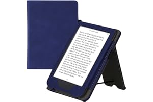 kwmobile Custodia Compatibile con Kobo Clara 2E - Cover Chiusura Magnetica Autosleep con Leggio e Portatessere - Blu Scuro