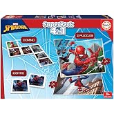 Educa - Superpack Spiderman Marvel 4 in 1 | Puzzles, Dominos, Memory Kids | 2 Puzzles 25 and 50 Pieces, Dominoes 21 chips, Id