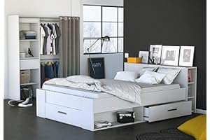 MIROYTENGO Conjunto de Muebles para Habitación de Matrimonio Chicago en Color Blanco Mate (Cama + cabecero)