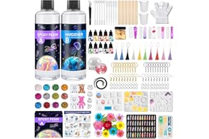 BBWELL Kit Resina Epossidica Trasparente 512ml,Kit Resina Epossidica Completo,Kit Stampi,Pigmenti, Adatto per la Creazione di Gioielli, Fai da Te, Pendenti per Collane