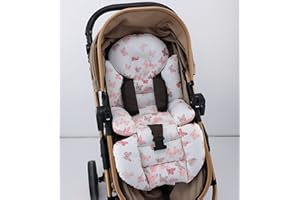 Pushchair/Stroller Cushion- Pram Accessories -Seat Liner -Umay Baby 100% Cotton (Pink Butterfly)