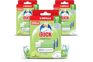 Duck Fresh Discs Toilet Cleaner Refill Twin Pack, Fights Stains That Harbour Germs, Prevents Limescale Build Up, Lime, Pack of 3 (Total of 6 Refill Tubes)