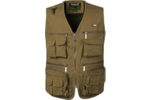KTWOLEN Herren Outdoor Weste mit Multi-Taschened Anglerweste Jagd- und Angler Camping Wandern Weste Freizeit Ärmellos Jacke
