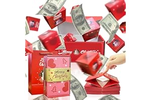 BAEIDO Christmas Surprise Explosion Gift Box, Funny Pop Up Cash from Money Case for Women Men Surprise, DIY Novelty Luxury Folding Xmas Bouncing Money Boxes for Wife Girlfriend Mother Friends