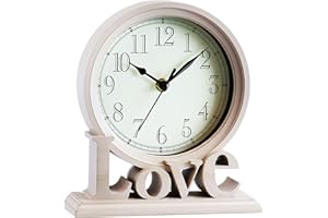 AYRELY® 6,5-Zoll Vintage Kaminuhr –Love-Tischuhr, lautlose Quartz Schreibtischuhr ohne Ticken, Retro Standuhr für Wohnzimmer, Schlafzimmer, Regal oder Kamin Dekoration (Elfenbein)