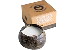 Bowlpros, Coco Candle, Candela Profumata, Candele Profumate per Regalo Donna, Candela Grande con Noce di Cocco, 300gr (Cocco Tostato)