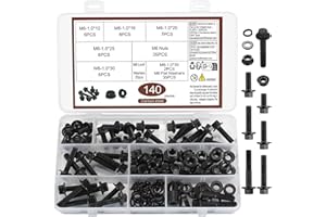 QJKEJI 140 Pcs Vis M6 Boulons à Tête Hexagonale, Vis Tete Hexagonale M6, Vis à 6 Pans avec Filetage Métrique, Vis à Bride Hexagonale avec écrous und Rrondelle, Outillage d'assemblage