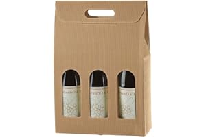 IMBALLAGGI ALIMENTARI PZ 20 SCATOLA PORTA BOTTIGLIA (3 BOTTIGLIE) IN CARTONE ONDULATO BOX FOR BOTTLES BUSTA IN CARTA