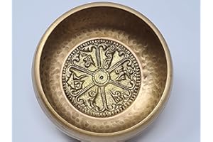 THE ISMA Tibetan Singing Bowl Set with Healing Mantra Engravings, Buddha Meditation Sound Bowl Handcrafted in Nepal, Handmade Beaten Singing Bowl