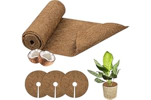 Stingmon Trap Estera de Fibra de Coco 2 Volúmenes(1m*30cm/Rollo) y 3 Piezas Fibra de Coco para Plantas Fibra de Coco Natural para Forro Alfombra de Reptil