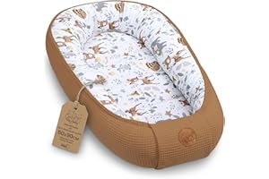 Totsy Baby Réducteur de Lit Bébé 50x90cm Cocon en Gaufre de Coton Polyvalent pour Couffin Nid d'ange et Naissance idéal pour garçons et Filles Cerf Brun