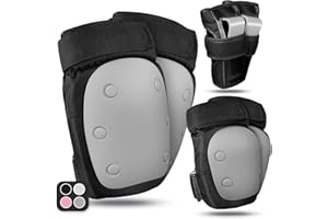 LeapBeast Protecciones Patines Adulto y Jóvenes, Protecciones Skate Adulto Set con Rodilleras Muñeca Coderas Protección para Patines Infantiles y Adultos para Monopatín, BMX (Gris, Medium)