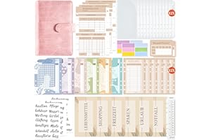 Budget Planner Deutsch | Binder - Sparchallenge Bugetplaner Deutsch, Giantzhong Budget Binder A6 Leder Startset, Geldumschläge Umschlagmethode - Finanzplaner Haushaltsbuch - Cash Stuffing (Rosa)