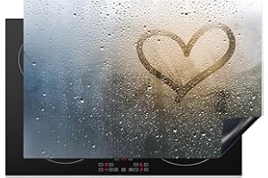 KitchenYeah© Coperchio Piano Cottura 78x52 cm Cucina Copri Fornelli Tappetino Induzione Antiscivolo Piastra Protezione Cuore - Acqua