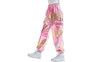 Rolanko Pantaloni Hip Hop per Ragazze, Pantaloni Cargo Elasticizzati per Bambini Jogger per Streetwear e Danza