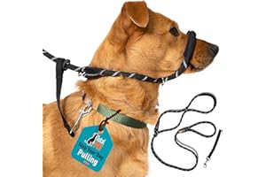 Total Pet Figure of 8 Dog Lead - Anti Pull Stop Dogs Pulling - Rope Slip Leads with Padded Nose Support (Medium/Large) Black