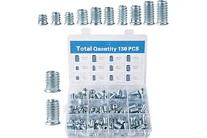 HAOYULUO 130 Pièces Insert Fileté Bois,M6/M8/M10 Insert Fileté Bois,Écrous à Visser En acier galvanisé, avec boîte de tri, pour le traitement de pièces en plastique et pour la fabrication de meubles en bois