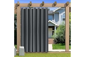KUZRZNH Outdoor Vorhang Blickdicht Wasserdicht Wetterfest Blackout Outdoorvorhänge mit ösen, Sichtschutz Sonnenschutz Gardine/Vorhänge for Patio Balkon Pavillon,Dunkelgrau,1 Stück|213x213CM(BxH)