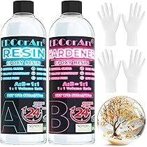 MWZEAUL Kit Resina Epossidica 4L Completo - Bicomponente 1:1, Con Pigmenti E Accessori Per Fai Da Te, Legno, Gioielli