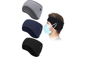 WILLBOND 3 Pieces Button Headband Winter Fleece Ear Warmer Thermal Headband Ear Warmers Muff with Button for Men Women Winter Running Cycling Skiing (Black, Gray, Sapphire Blue)