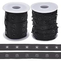 OLYCRAFT Ruban Bouton-Pression Noir 18,3 M – Bande Pression Couture 18 Mm, 2 Rouleaux Pour Vêtements, Rideaux, DIY