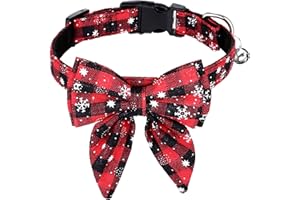 Kesote Collare Cane Gatto Natale Collare Regolabile con Papillon Staccabile per Cani Gatti di Taglia Medio - M