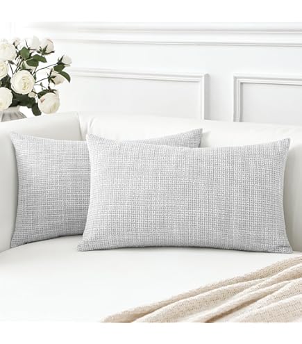 Artscope Linnen kussenhoes, set van 1 decoratieve lendenkussensloop, 30 x 50 cm, voor huisdecoratie, bank, slaapkamer, auto, donkergrijs
