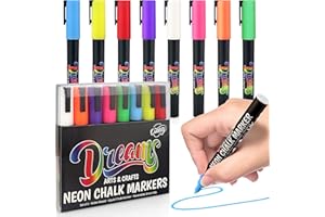 The Glowhouse Pennarelli a gesso liquido fluorescenti di alta qualità, con punta fine da 3 mm, lavabili, set di 8 penne