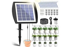 Aedcbaide Solar Bewässerungssystem with Timer, Solarbetriebenes Automatische Bewässerungssystem mit 15 Bewässerung Tropfer, Outdoor Tröpfchenbewässerung Balkonbewässerung for Outdoor Garten und Balkon