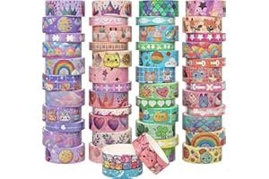 BUTITTCRAFT 50 Rollen Washi Tape Set, Silbernes Niedliches Washi Tape für Scrapbooking, Bullet Journal, Planer, Geschenk, Rainbow Masking Dekoband für Kinder