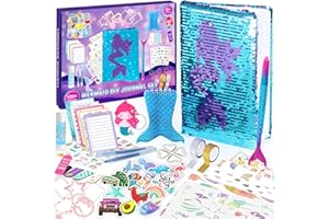 Euclidean Cube Mermaid DIY Journal Set, 100+PCS Reversible Sequin Scrapbook & Diary Supplies Arts and Crafts Kits, Personalized Stuff, Great Gift 8-14 Year Old Girl (Purple) (TG-DJS01)