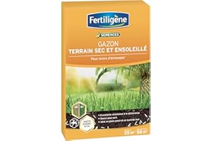 FERTILIGÈNE FERTILIGENE SEC35 - Semences Gazon Terrain Sec 875 g - Pour moins d'arrosages et un gazon plus vert - Excellence résistance à la sécheresse - Idéal terrains en plein soleil ou bord de mer - Pour 35 m²