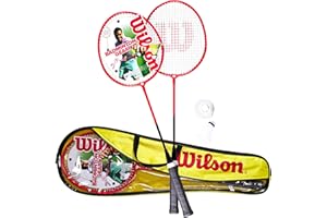 RACKETWORLD Wilson Fierce Red Adult Twin Badminton Racket, including Shuttlecocks & Carry Case