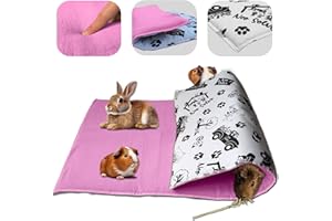 NEO SOLVO Tapis de Jeu en Polaire pour Cochon d'Inde et Lapins - Tout en Un, C'est Une Couverture, Un Tunnel Géant, Une Maison, Un Coussin et Un Lit - 60cm x 120cm - Rose