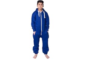NOROZE Onesie Jumpsuit Weihnachts-Pyjama für Jungen Einteiler einfarbig Fleece-Einteiler mit Kapuze für Mädchen Schlafanzug Overall für Kinder Unisex UK-Größen 5–13 Jahre