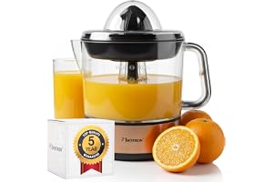 Bestron elektrisk citrus och apelsinpress, inkl. 2 presskoner och aromlock, motor med två rotationsriktningar (vänster/höger), kapacitet: 0,7 liter, 40 watt, färg: