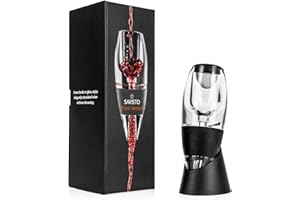 Savisto Wine Aerator | Acrylic Wine Breather, Pourer and Filter with Display Stand - Black