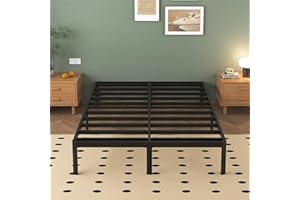 Lutown-Teen Letto in metallo, 180 x 200 cm, con gambe rotonde, altezza 36 cm, con rete a doghe in metallo, colore: nero