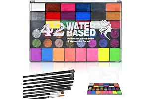 Barnsminkset med 42 färger, barnsminksset, ansiktsfärger, barnsmink med 8 penslar, giftfri, tvättbar, matt och glitter, teatersmink för karneval, halloween, påsk, temafester