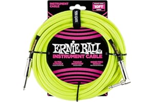 Ernie Ball 10' Braided Straight Angle Inst Cable Neon Yellow