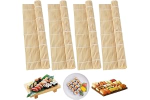 XIEJ 4 stycken sushi matta, 24 x 24 cm bambumatta sushi skoter, återanvändbar rullmatta av naturlig bambu för kök, japansk restaurang