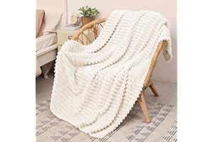 Catalonia Classy Koralowy koc polarowy na kanapę, lekki, miękki, przytulny, na wszystkie pory roku, koc do salonu, koc do akademika, 150 x 130 cm, kremowy