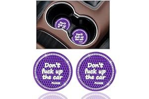 GENERIC 2 Pack Bling Car Cup Holder Coaster, 2.75 inch Anti Slip Shiny Inside Crystal Rhinestone Insert Rubber Pad Set, Auto Interior Accessories with Start Stop Decoration Ring (Purple)